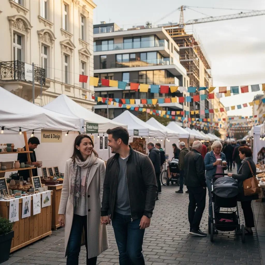 Freizeitbereich eines Neubauprojekts mit grГјnen FlГ¤chen.