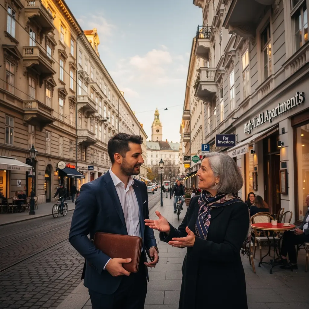 Hochwertige Mietwohnung in Wien mit Blick auf die Stadt.